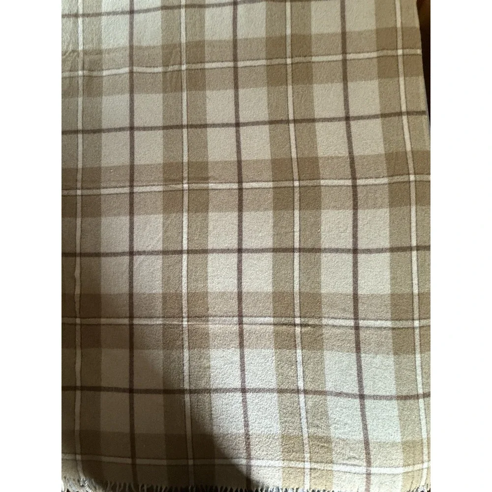 Lauren Ralph Lauren Vintage Wool Blanket Brown Plaid Fringe Camp Cabin 51